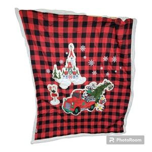 Disney Mickey Mouse Fleece Throw Blanket Buffalo Plaid Christmas Sherpa